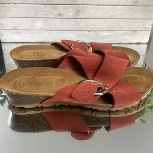 Yokono leather sandals double straps Side Buckle size 8